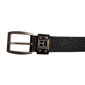 Hugo Boss Orange Label Cowhide Leather Belt Black 43 Vintage Italy Quiet Lux